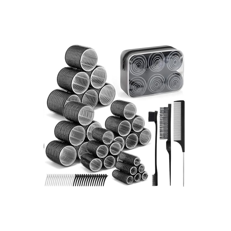 64PCS Tubos para Cabello, Rulos para Cabello, 5 Tamaños 25mm