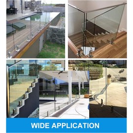 BBOSCH Glass Railing Post Glass Guardrail Base Glass Clamp Stainless Steel 304 Spigots Pool Fence Glass Railing Spigot System Stairs Balcony Glass Floor Clamps, silver