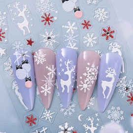 Christmas Nail Art Stickers 5D Snowflake Santa Claus Nail Sticker Decal Embossed Self-Adhesive Nail Art Design Luxury Christmas Nail Decoration Supplie