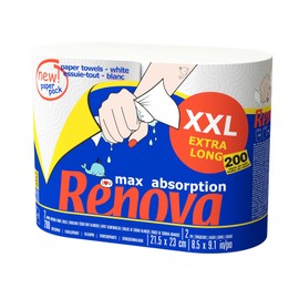 Renova Maxi Absorption Paper Set White 2 Ply Paper Packaging 2 Rolls = 5 Standard Rolls