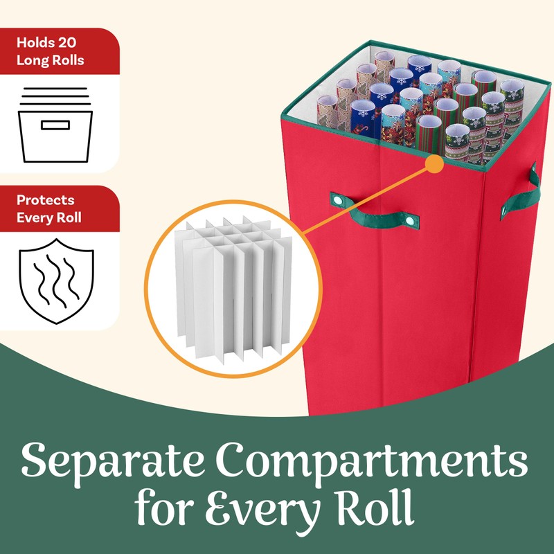 Wrapping Paper Storage Box - Holds 20 Rolls of Gift