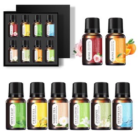 Aceites Esenciales de Aromaterapia 8PCS - Aceites Esenciales para Difusor, Hacer Velas Aromaticas y Jabón(Árbol de Té, Rosa, Lirio, Naranja, Fresia, Océano, Menta, 8 x10ml)