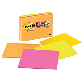 Post-it Notes Super Sticky Super Sticky Large Format Notes, 6 x 4, Electric Glow, 8 45-Sheet pads/Pack