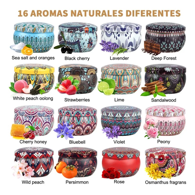 Velas Aromáticas, Velas Perfumadas De Cera De Soja 16 Piezas