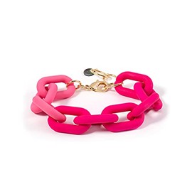 Caiyao Colorful Summer Chunky Link Bracelets Trendy Minimalist Rainbow Candy Color Resin Link Bracelet Thick Acrylic Paperclip Chain Bracelet Beach Jewelry for Women Gifts-C pink