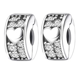 Famuan Jewellery 2 x Clips Silver Love Seahorse Sun Moon Mom Starfish Stopper Spacer for Women Bracelets Mother's Day Valentine's Day Birthday Christmas Gifts for Wife Girls Family Friends, Silver,