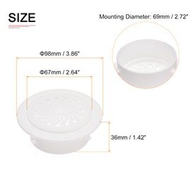 DTGN 3.86"x1.42"(ODxT) Round Vent Cover - 4Pack - Good for Bedroom Bathroom 2.8"-3.1" Dia Vent Hole - ABS Plastic Adjustable Air Vent Cover - White