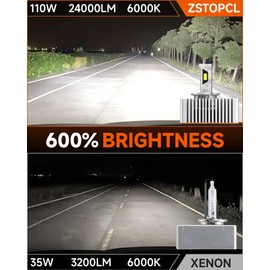 ZSTOPCL Fit for GMC 2015-2018 Sierra 1500 2500HD 3500HD 2018-2021 Terrain Xenon HID Light Replacement, 24000LM 600% Brightness D5S HID Bulbs, 6000K Cool White, Pack of 2