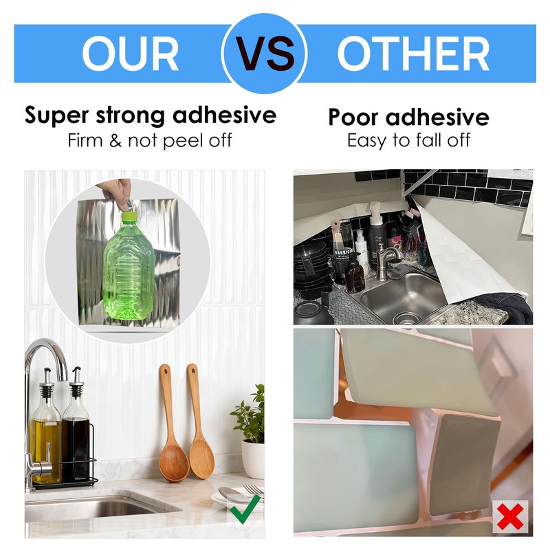 Backsplash Tile Peel and Stick, Self-Adhesive White Decorative Wall Tiles