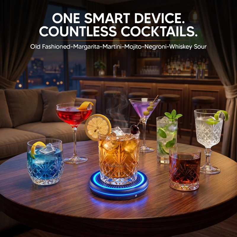 CLIYYD Smart Cocktail Coaster, App-Connected LED Cocktail Maker for Home