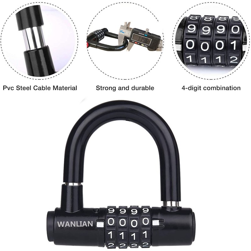 4-Digit Password Padlock - Bicycle & Chain Lock, Anti-Shear Cabinet