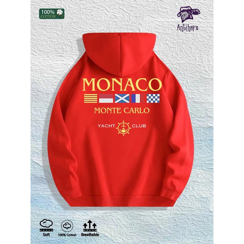 Monaco Yacht Club Graphic Hoodie 100% Cotton US Warehouse 7