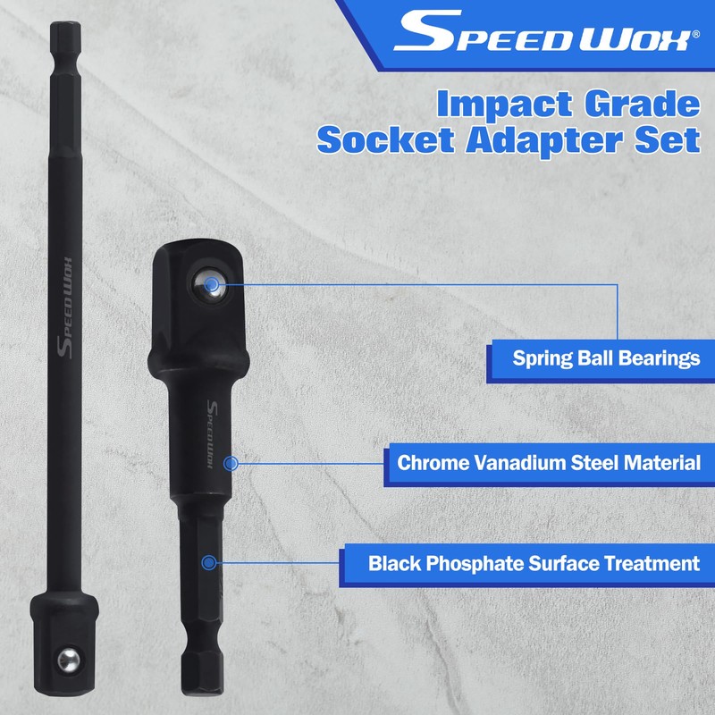 SPEEDWOX 6Pcs 3-Inch and 6-Inch Impact Grade Socket Adapter Set