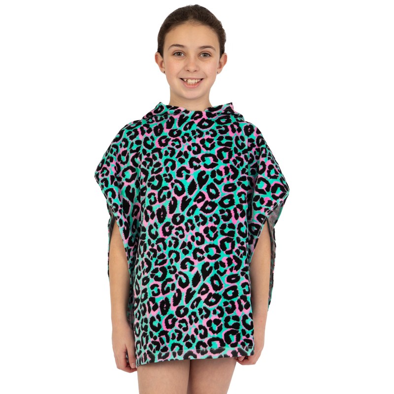 Harry Bear Girls Towel Poncho, Leopard Print Kids Towel Poncho,