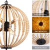 3WWWUEE 18'' Boho Wood Beaded Chandelier - Black Sphere 6-Light