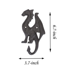Topfunyy Cast Iron Dragon Wall Hook Decorative Vintage Hanger for Coats, Hats, Keys and Towels (Dragon- Ⅳ)