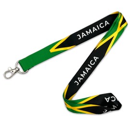 PinMaze Jamaica Flag Lanyard - Jamaican National Country Keychain Badge ID Holder