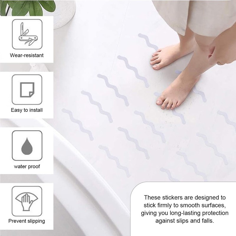 SIRLOMU Pack of 24 Non-Slip Bath Stickers (Clear)
