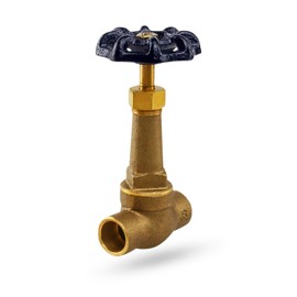 MIDLINE VALVE 65343 Long Bonnet Stop Valve, Lead Free 1/2 in. Sweat Connections, Brass