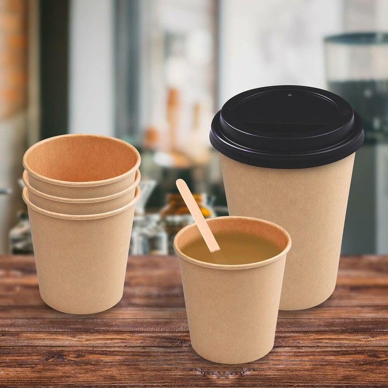 VEPATIM 100 Hot and Cold Beverage Cups Paper Cups Brown