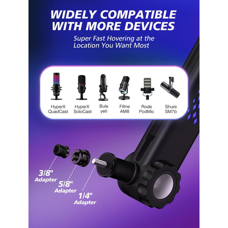 YOUSHARES Microphone Stands Compatible with Blue Yeti，HyperX，FIFINE AM8，Shure Mic，Rode PodMic