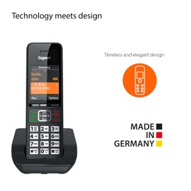 Gigaset Comfort 552A Trio - 3 Cordless Phones - Answering Machine - Made in Germany - Elegant Design - Hands-Free Mode - Comfort Call Protection - Big Phone Book, Titanium-Black
