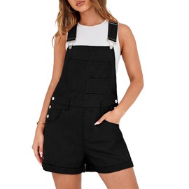 Lepunuo Black Jumpsuits for Women Casual Loose Fit Denim Overalls for Women Adjustable Shortalls Bib Jeans Outfits