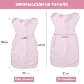 Saquito para Dormir de Niño 0-6 Meses, 100% Algodón, Swaddle, Saco de Transición Anti-Salto, Rosa S