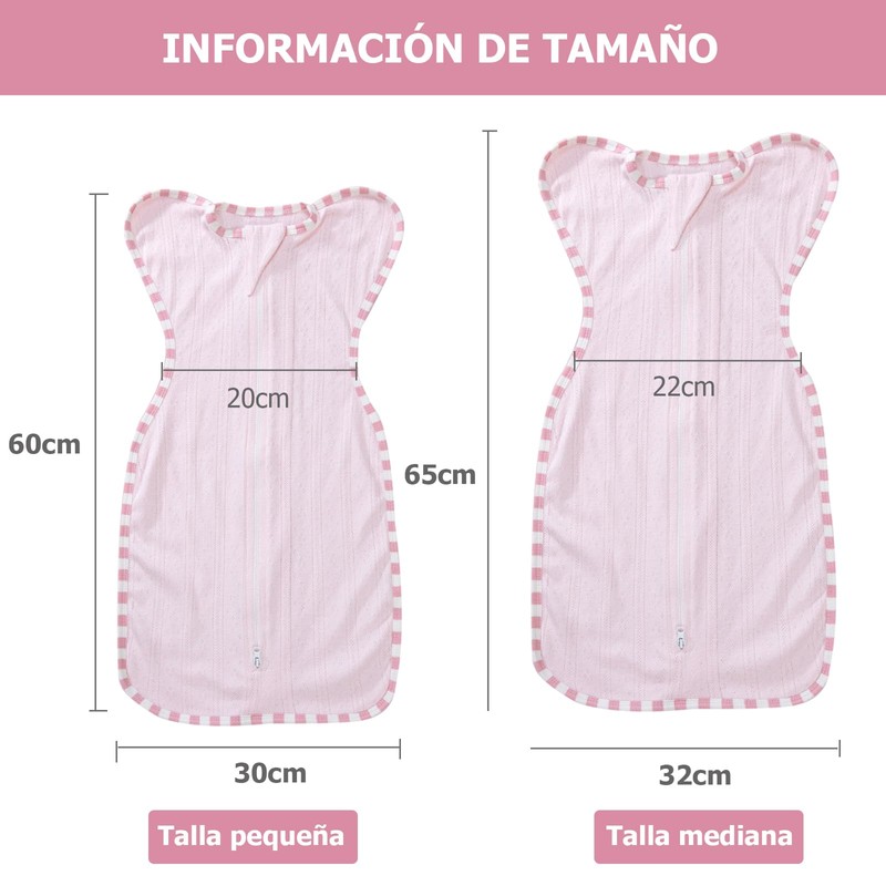 Saquito para Dormir de Niño 0-6 Meses, 100% Algodón, Swaddle,