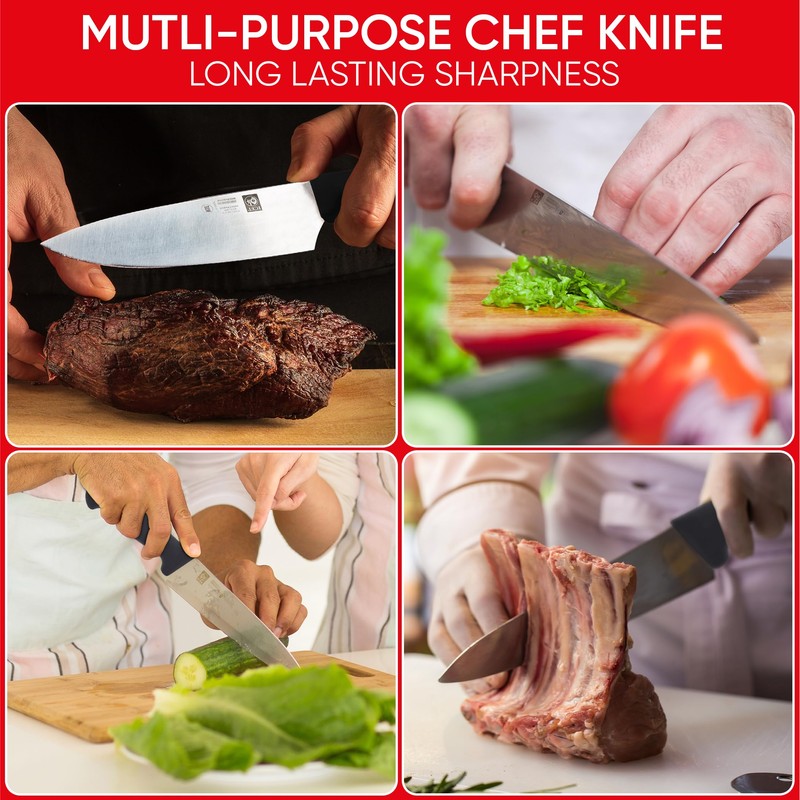Chef knife. ICEL Cutlery 8-inch Chefs Knife.(Knife Care, Sharpening Instructions
