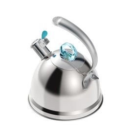 Harriet Tea Kettle Stovetop, 2.5 Quart Whistling Stainless Steel Tea Pot, 3-Layer Base, Unique Ergonomic Handle, Includes Pot Holder & Mat, Electric/Induction/Gas Stovetops Applicable, Mirror Finish