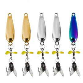 Metal Propeller Fishing Lure for Catching Fish - 5pcs Set, Spinning Blade Bass Trout Lures with Floating Rotating Tail, 3D Fly Bionic Soft Bait, Suitable for Most Kinds of Fish