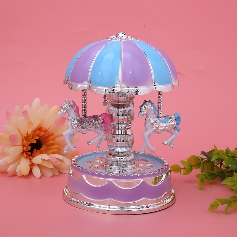 Innovative Children Carousel Birthday Gift Plastic Ornaments Luminous Eight Tone