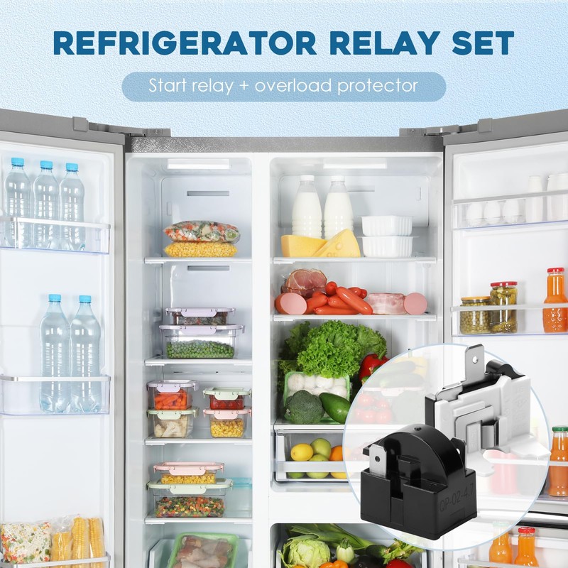 Refrigerator Starter Relay Set, 3 Pin 4.7 Ohm PTC Fridge