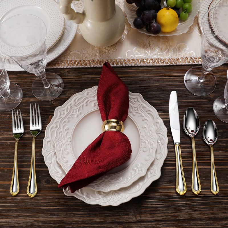 KEAWELL Pearl Edge Premium 20-Piece Refined Bead Silverware Set, 18/10
