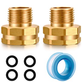 YELUN Solid brass Garden Hose Fittings Connectors Adapter Heavy Duty Brass Repair Female to male faucet leader coupler dual water hose connector(3/4" GHT Female to 1/2" NPT Male) 2 Pcs