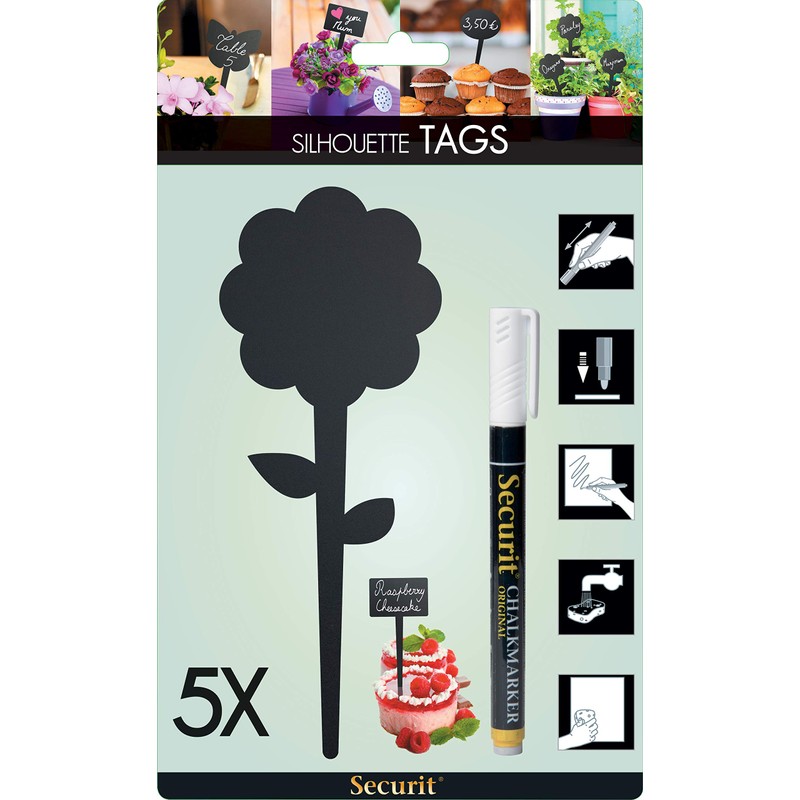 American Metalcraft TAGRECTANGLE5 Chalkboard, Silhouette, Mini, Rectangle, 5-pack, Black
