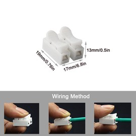 FULARR 100Pcs Premium CH2 Spring Wire Connector, Quick Connector Terminal Block, Electrical Cable Clamp Terminal Block Connector, LED Strip Light Wire Connecting, No Screw No Solding Welding