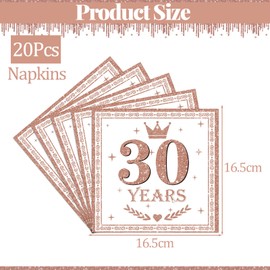 20pcs Rose Gold Happy 30th Birthday Napkins,30th Birthday Serviettes for Women,30th Napkins Serviettes for 30th Birthday Table Decorations,30th Birthday Party Tissue for Her 30th Birthday Decorations