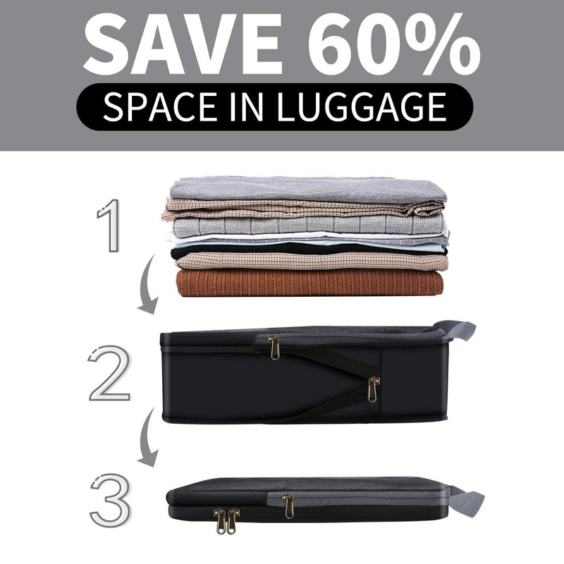 Eono Compression Packing Cubes, Luggage Organiser Set, Extensible Suitcase Organiser,
