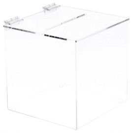 Plymor Clear Acrylic Ballot/Collection/Donation Box, 8" W x 8" D x 8" H