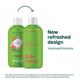 ATTITUDE Bubble Wash for Kids, Hypoallergenic, EWG Verified, Plant- and Mineral-Based Natural Ingredients, Vegan and Cruelty-free, Watermelon & Coco, 473 mL