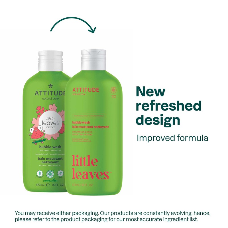 ATTITUDE Bubble Wash for Kids, Hypoallergenic, EWG Verified, Plant- and
