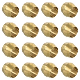 PATIKIL 3/16" ID Brass Compression Sleeve Ferrules, 16 Pcs Brass Compression Fittings Brass Compression Assortment Kit for Tube Air Lines
