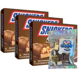 Instant Pudding & Pie Filling Mix 2.55 oz Box (Pack of 3) with Candy Freezer Freeze Dried Ice Cream Bites (Peanut Caramel Chocolate S₦I₵₭EɌS) - Candy