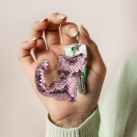LuckyOpt Sequin Keyring, 3 Pieces Cute Animal Shaped Glitter Key Ring Charms for Party Favours, Backpack, Christmas Accessories, multicoloured
