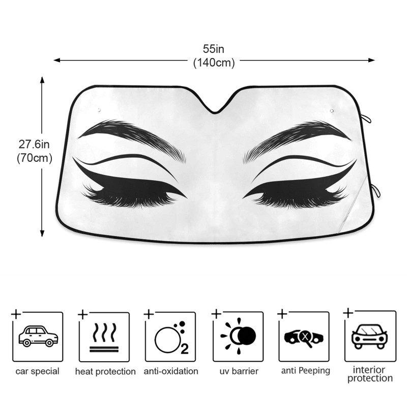 Oarencol Women Eyes Eyelash Car Windshield Sun Shade Foldable UV