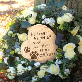 Vasemouh Pet Memorial Stone for Dogs 5.5" x 5.5", Dog Heart Memorial Gifts for Loss of Dog, Dog Memory Gifts, Cat Loss Gifts, Pet Headstone for Indoor Outdoor