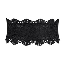 Oyccen Women's Lace Wide Belt Elastic Waist Cinch Belt Decoration Waist Belt for Dress Blouse, black