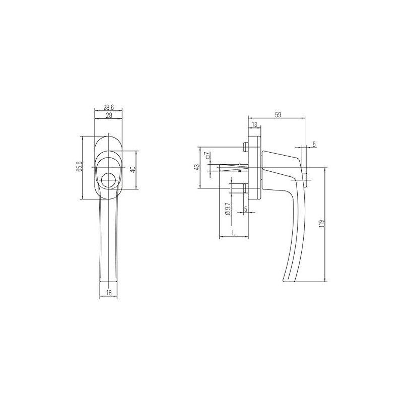 Window Handle Roto Line Push Button Natural Silver with Screws